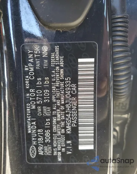 2018 Genesis G90 Ultimate z USA, uszkodzony, nr VIN KMHG54JH8JU049335